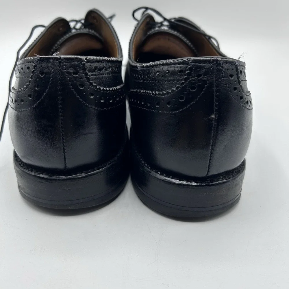 MENS USA ALLEN EDMONDS SANFORD BLACK LEATHER CAP TOE BROGUE‎ OXFORDS SHOES 12 AA